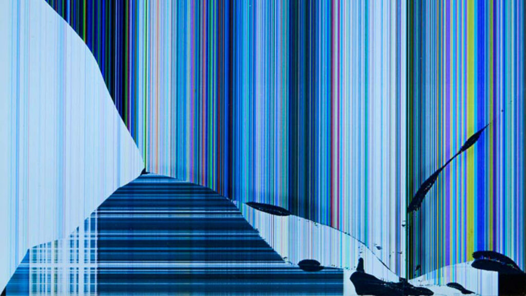 Mesmerizing Digital Abstract: Shattered Blue Aesthetics with HD Quality Vertical and Horizontal Lines Wallpaper
