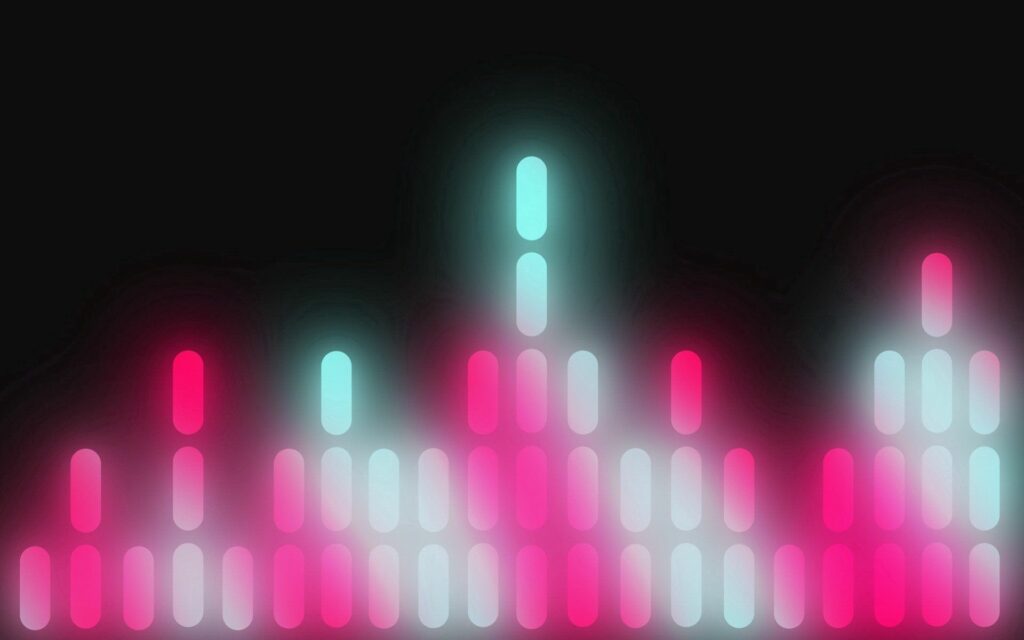 Minimalist Audio Equalizer Wallpaper - Vibrant Lights on Dark Background
