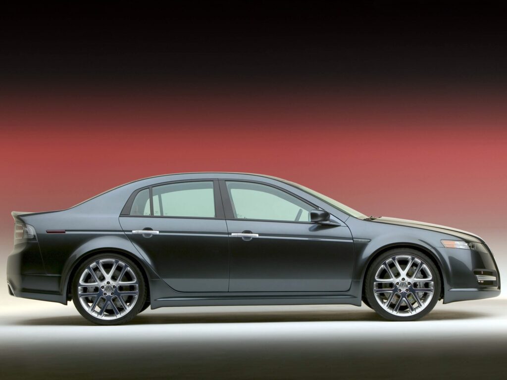 Sleek Gray 2003 Acura TL Concept Car Wallpaper with Gradient Background