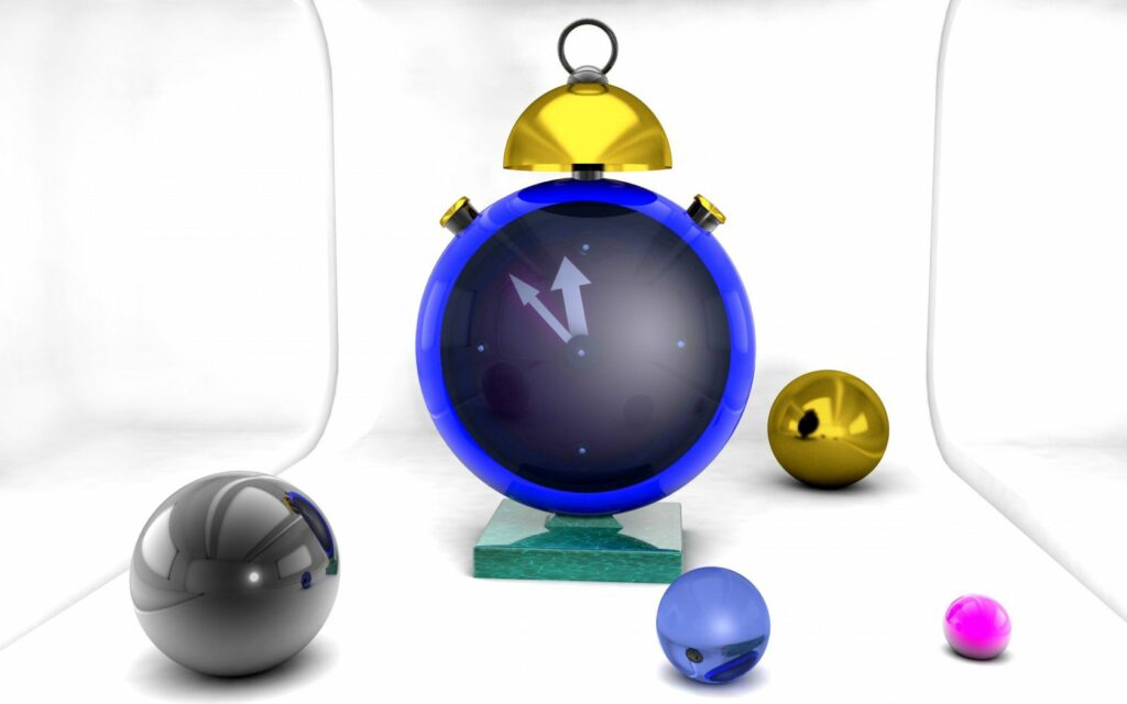 Stylized 3D Clock Wallpaper - Minimalist White Background Art