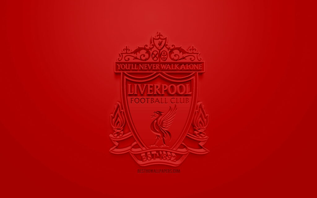 The Stylish 3D Logo of Liverpool FC Shines on a Red Background - HD Wallpaper for Fans of this English Football Club