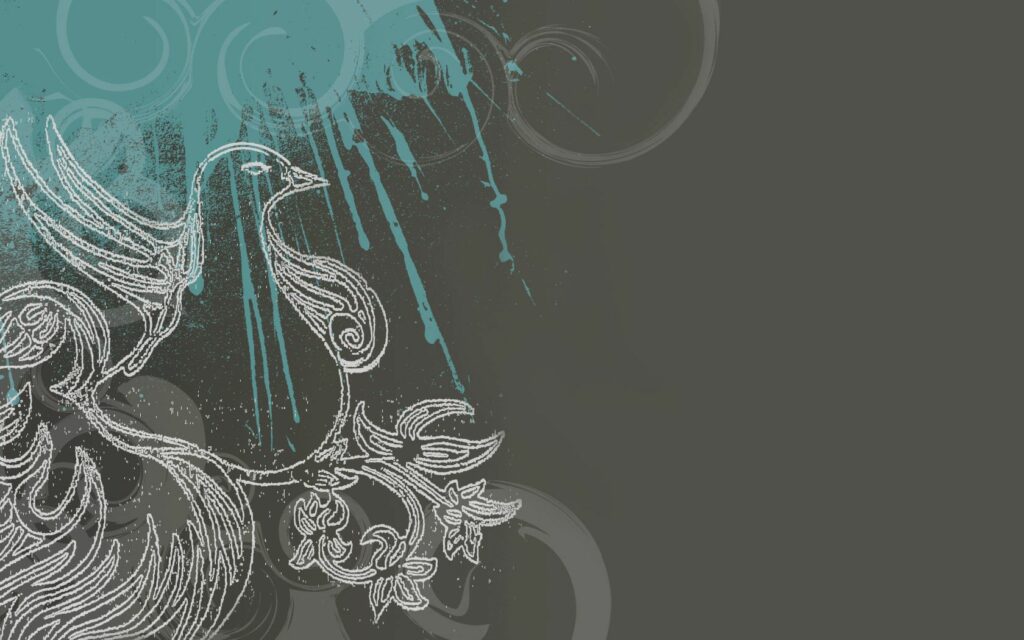 Stylish 1680x1050 Abstract Bird Wallpaper with Turquoise Patterns
