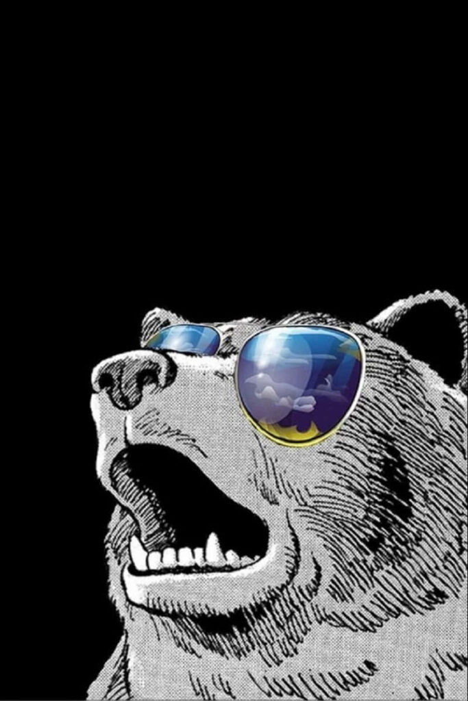 Cool Bear in Sunglasses Wallpaper - Trendy Black Background Design