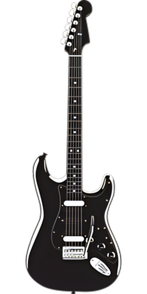 Sleek Black Electric Guitar Vector PNG Wallpaper for Music Lovers