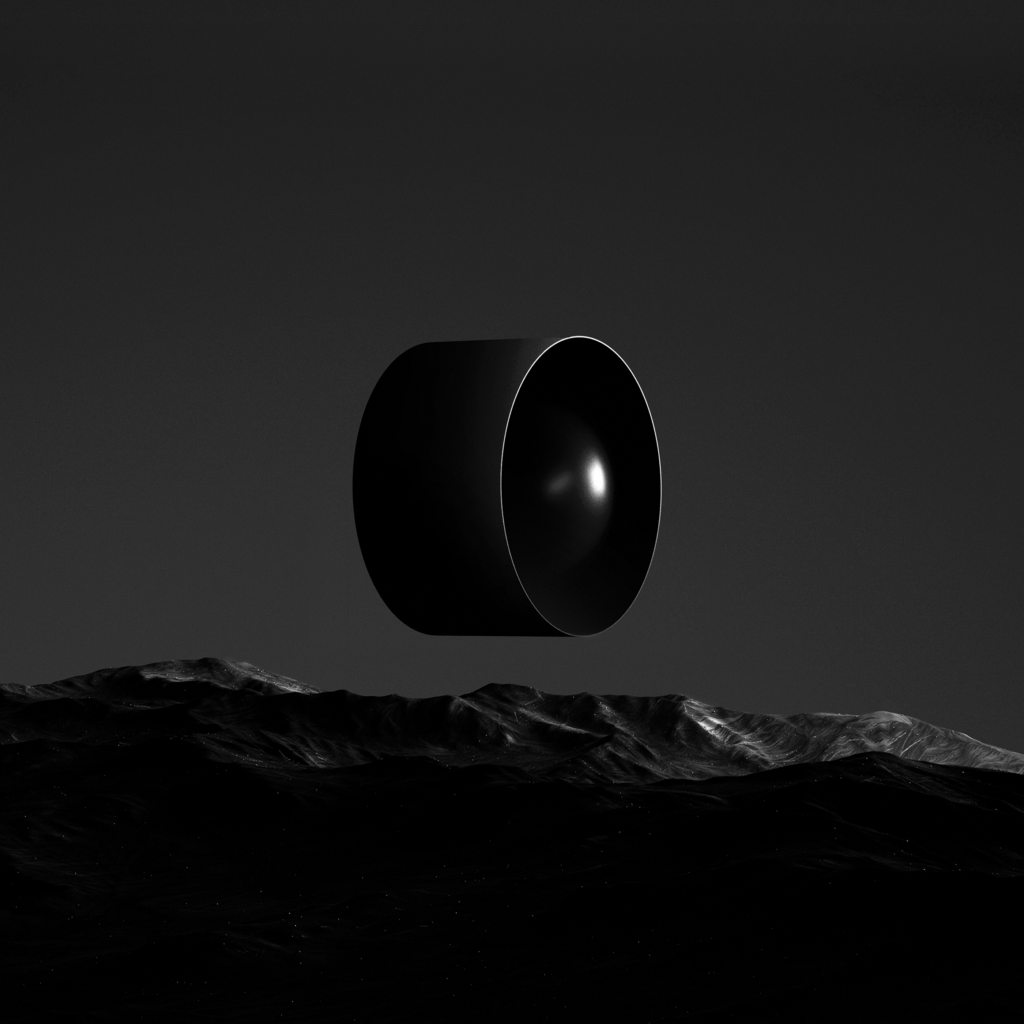Sleek Black Sphere Wallpaper: Mysterious Floating Design Background