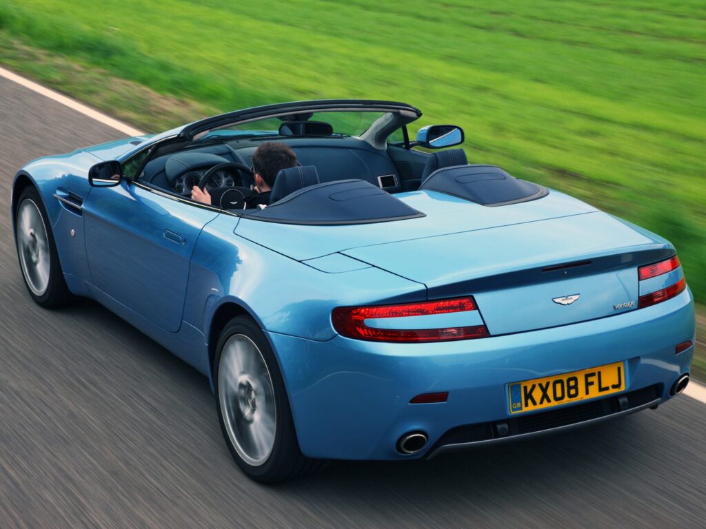 Blue 2008 Aston Martin V8 Vantage - Sleek Rear View Wallpaper