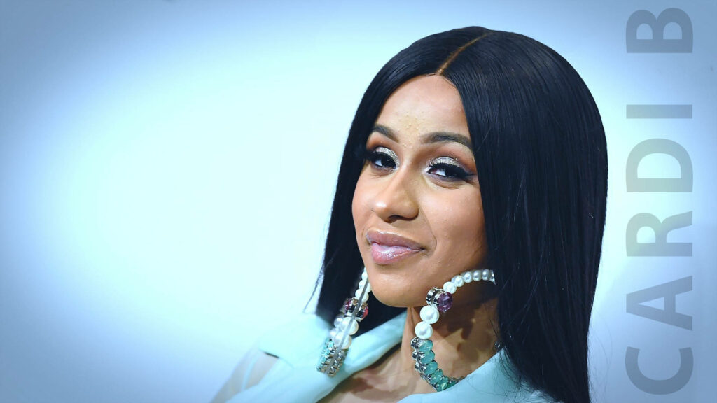 Stylish Wallpaper: Cardi B in Bold Earrings & Sleek Hair Design