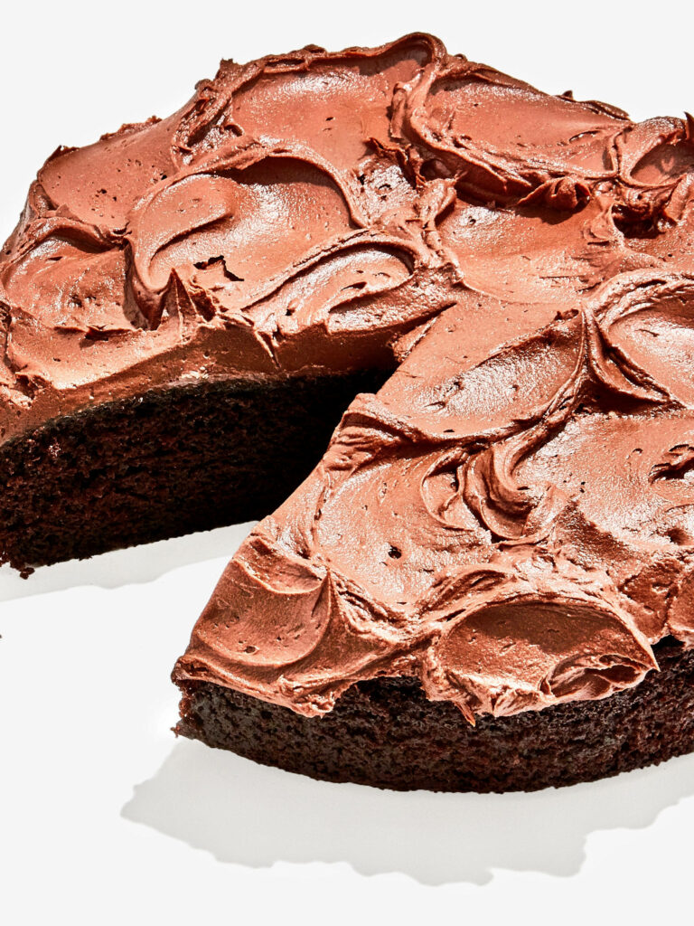 Stylish Double Chocolate Cake Wallpaper with Creamy Frosting