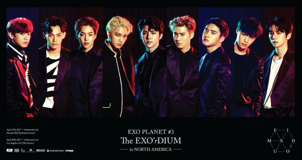 Striking EXO Desktop Wallpaper: Bold K-POP Design & Dark Theme