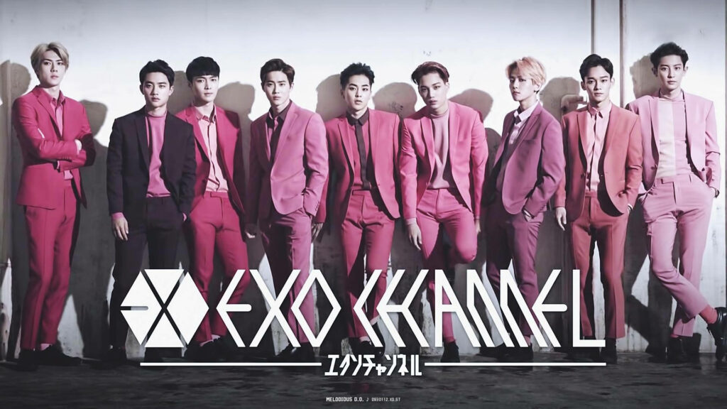 EXO Desktop Wallpaper: K-POP Group in Stylish Pink Suits