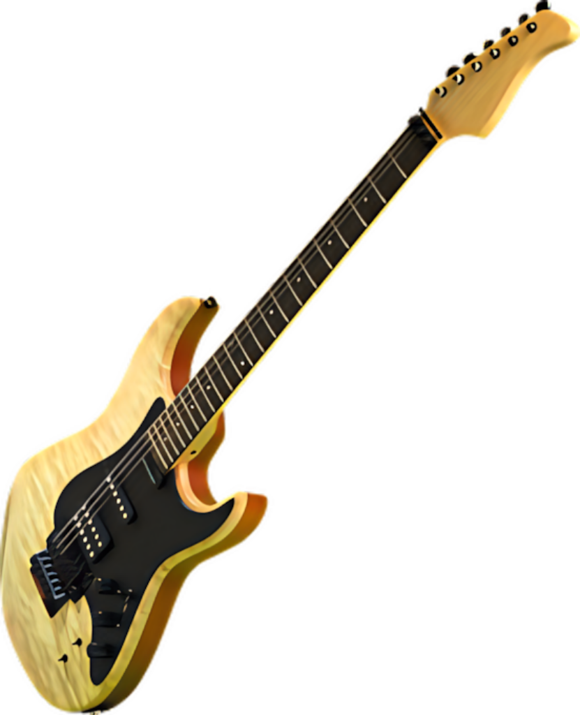 Sleek Electric Guitar Wallpaper: Stylish Light Wood & Black Design