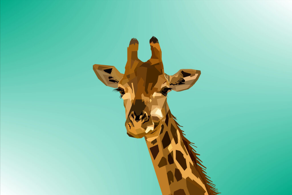 Stylish Giraffe Vector Art on Vibrant Turquoise Background Wallpaper