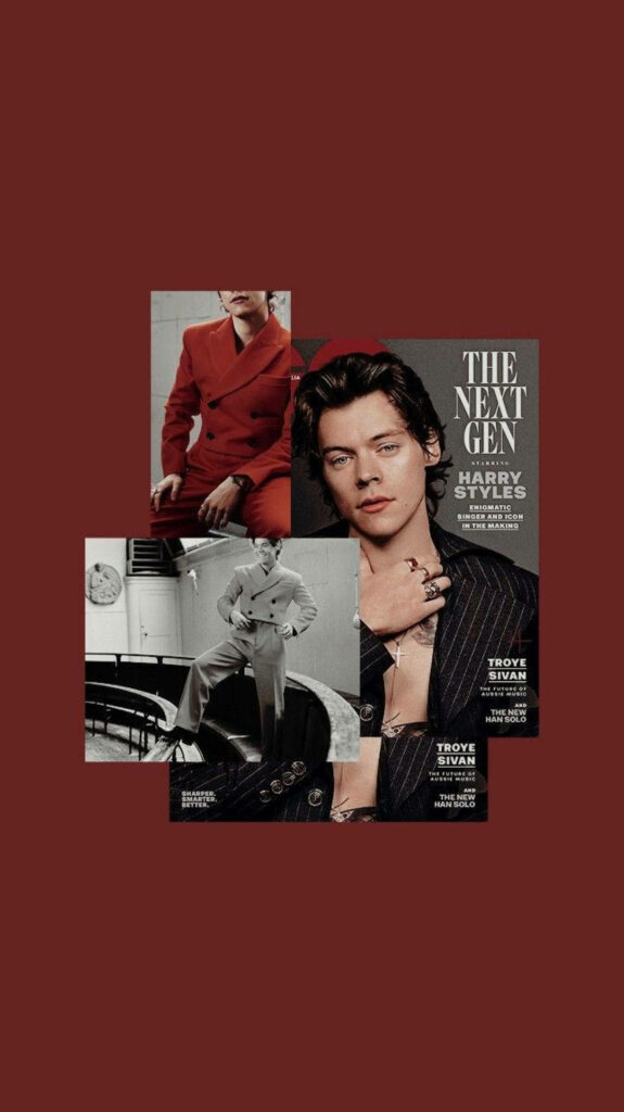 Stylish Harry Styles Wallpaper: Iconic Fashion Collage Background