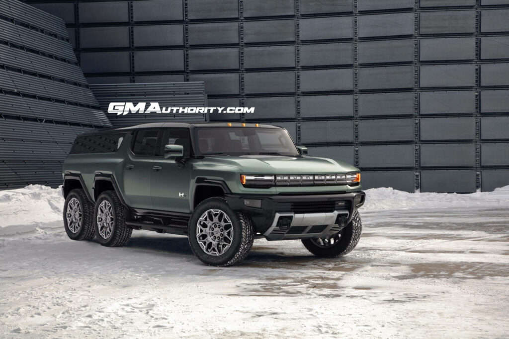 Stylish Six-Wheel Hummer Wallpaper: Rugged Elegance in Snowy Scene