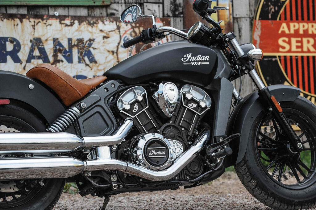 Stylish Indian Scout Motorcycle Wallpaper: Rustic Adventure Vibe