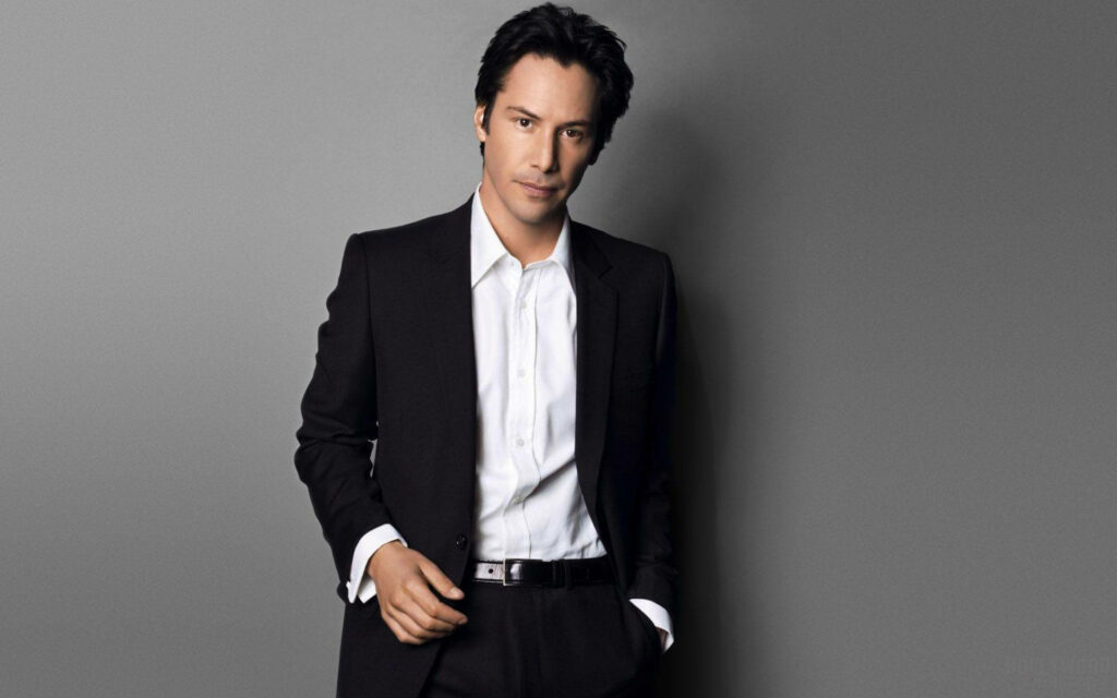 Stylish Keanu Reeves Wallpaper: Sophisticated Actor in Sharp Suit