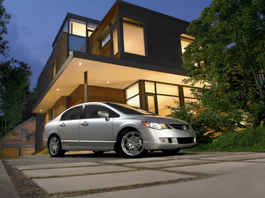 Stylish Metallic Silver Acura CSX Type-S by Modern Building Wallpaper