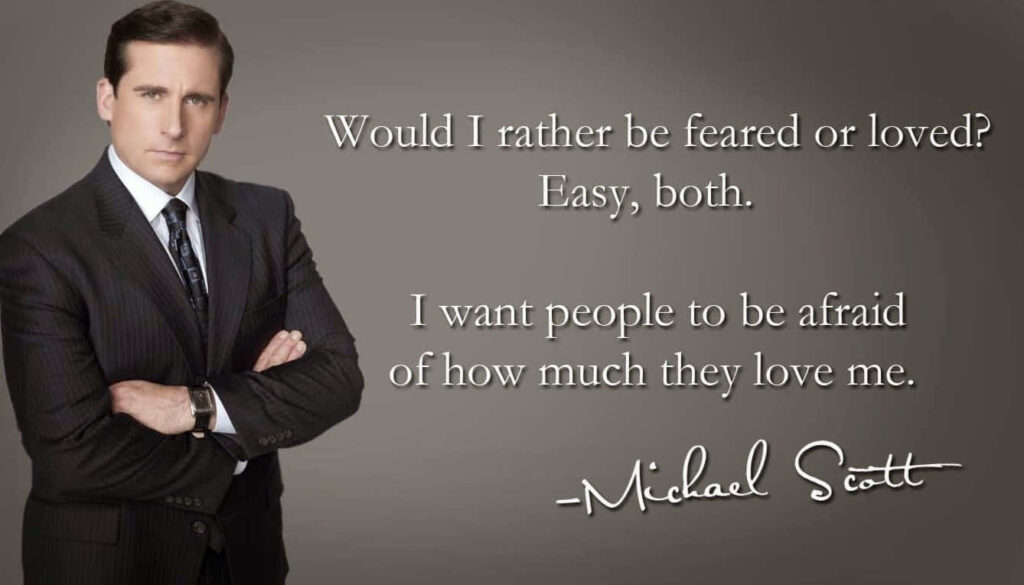 Stylish Michael Scott Wallpaper: 'Would I Rather Be Feared or Loved?'