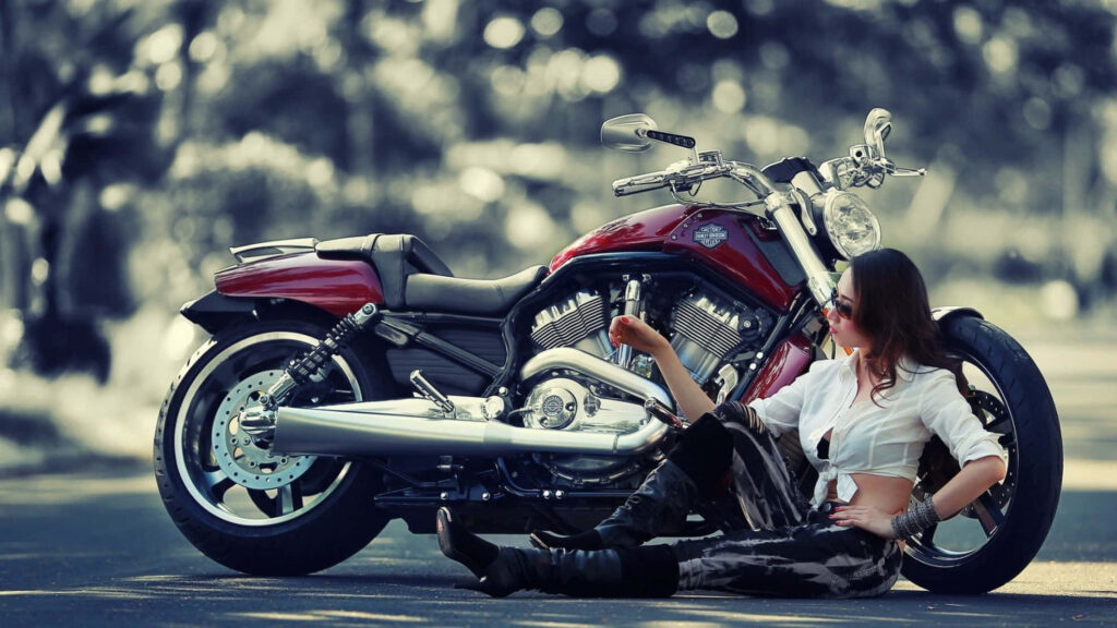 Chic Red Motorcycle Wallpaper: Adventure & Style on the Street