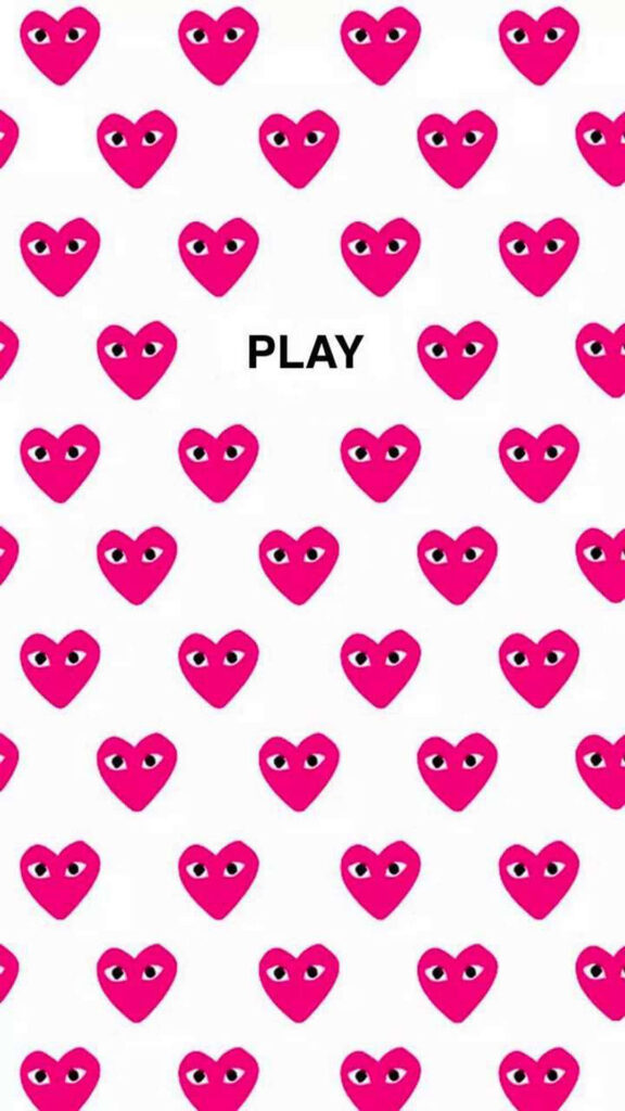 Stylish Pink Comme Des Garçons Heart Wallpaper with PLAY Design