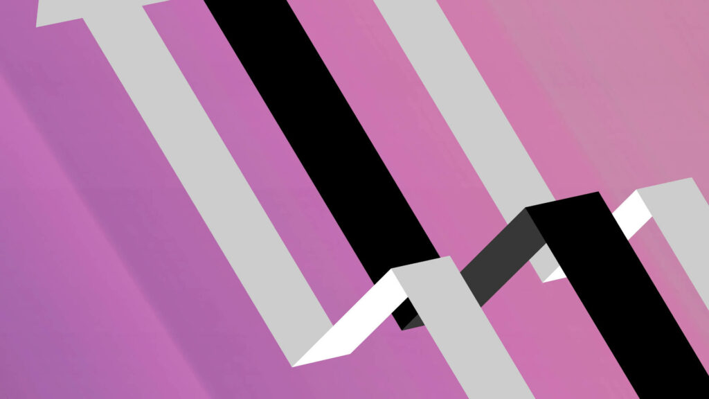 Modern Purple Gradient Wallpaper with Bold Black & White Shapes