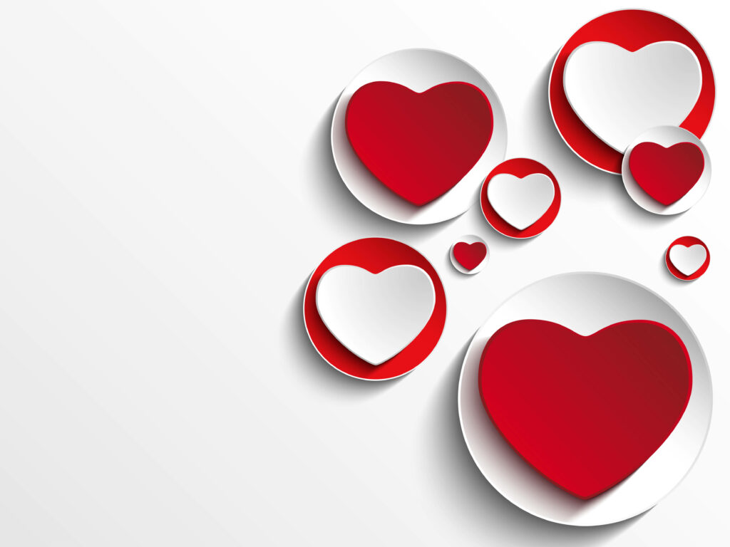 Chic Red & White Heart Wallpaper: Stylish Circular Design on White