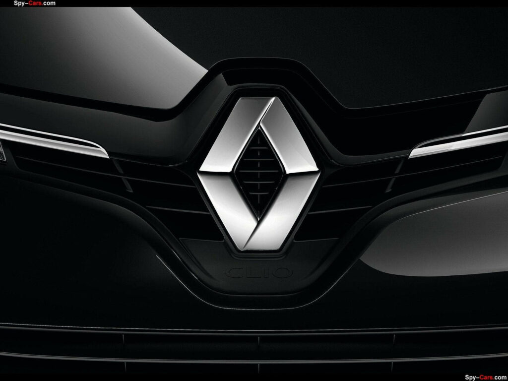 Luxury Renault Logo Wallpaper on Glossy Black Background