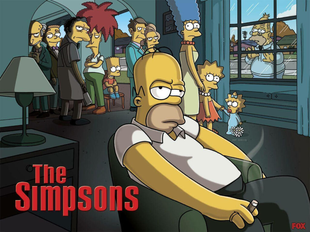Moody Simpsons Wallpaper: Homer & Iconic Characters Stylish Design