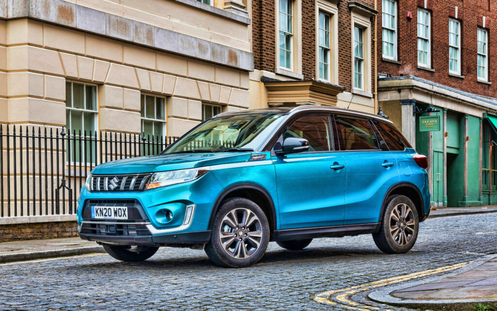 Stylish Suzuki Vitara Allgrip Wallpaper in Urban Vibrant Blue