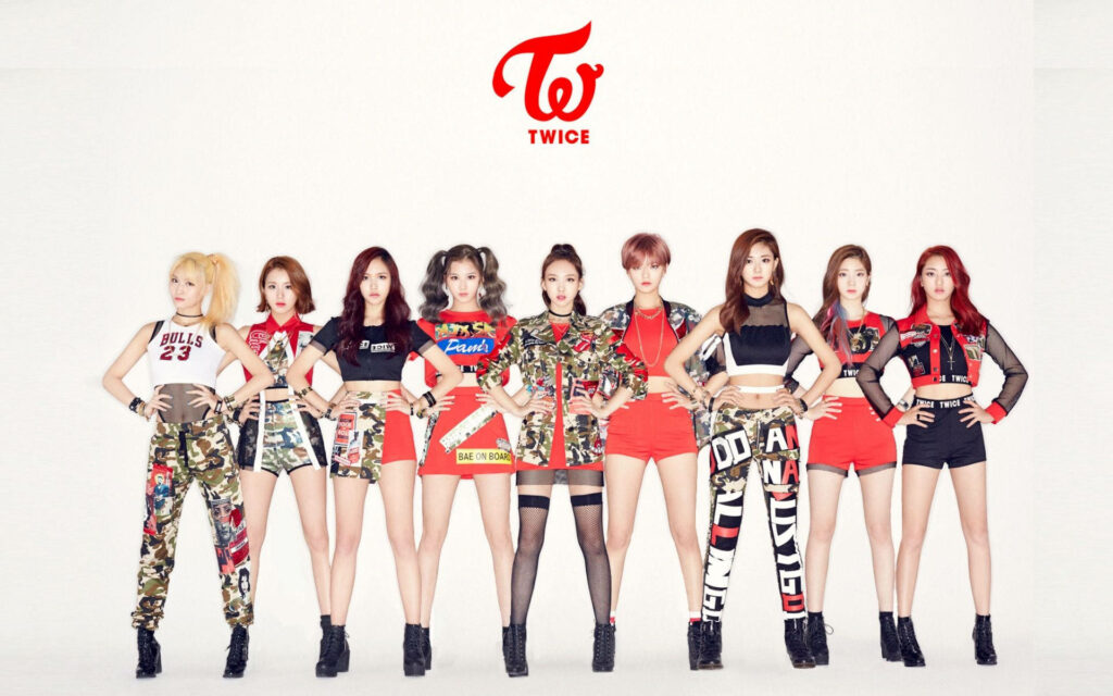 Stylish TWICE Wallpaper: All Nine Members Under Their Logo