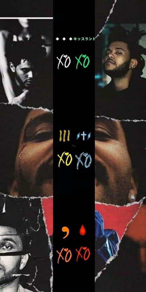 Stylish The Weeknd Collage Wallpaper with Iconic XO Graphics