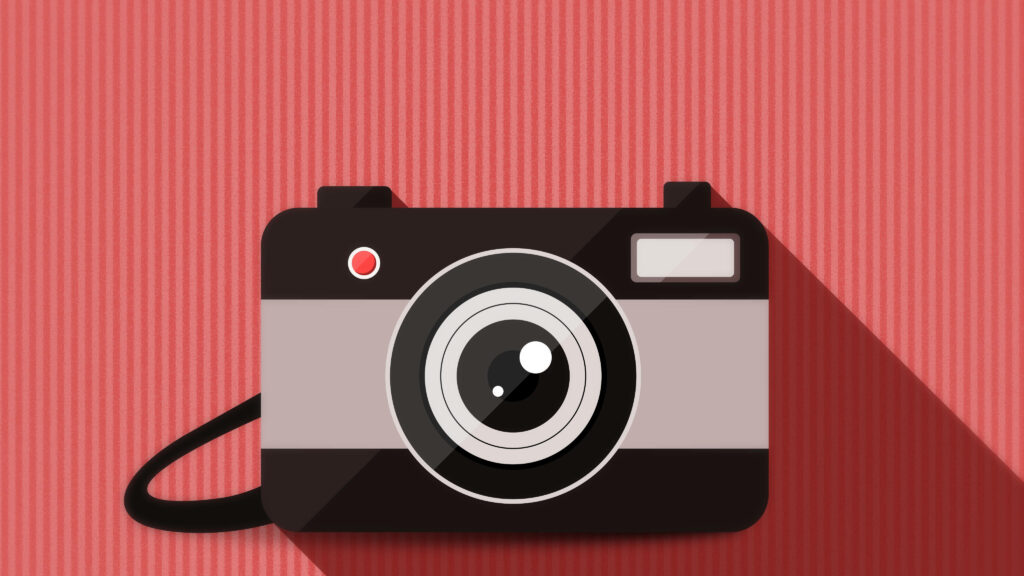 Modern 4K Vintage Camera Wallpaper on Textured Red Background