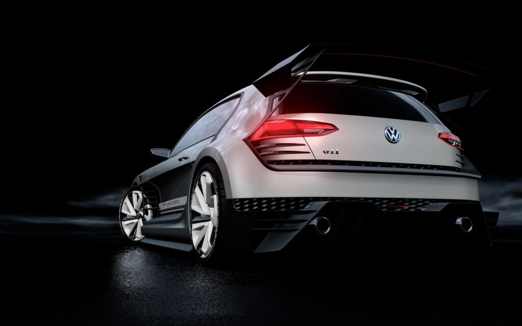 Stylish Volkswagen GTI Rear View Wallpaper on Dark Background