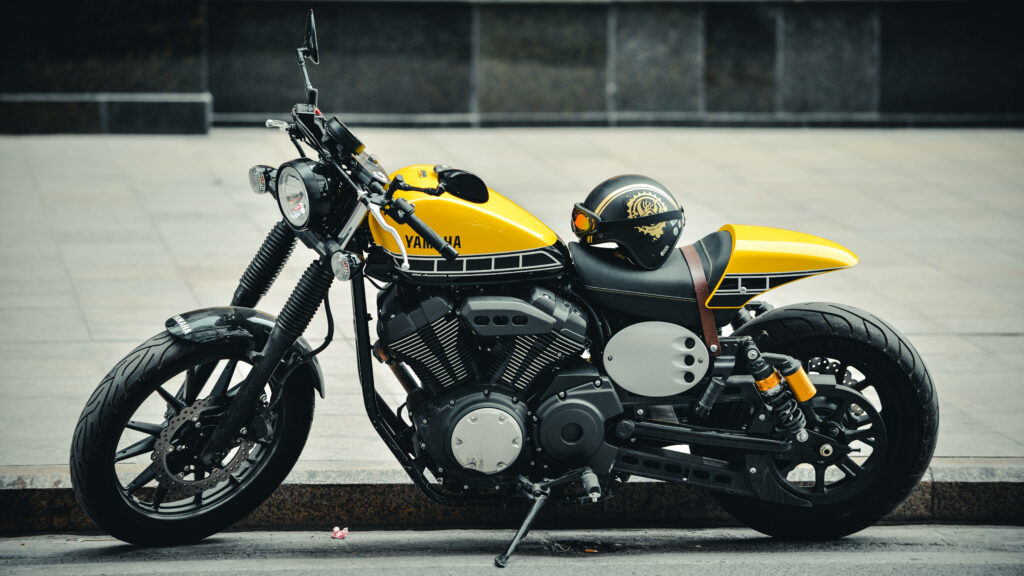 Retro Yellow Yamaha Motorcycle Wallpaper for Enthusiasts