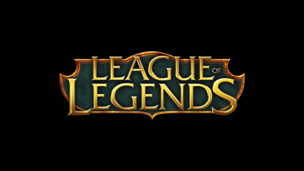 Embossed Elegance: A Captivating Gold and Black League of Legends Logo Immersed in Allure Wallpaper