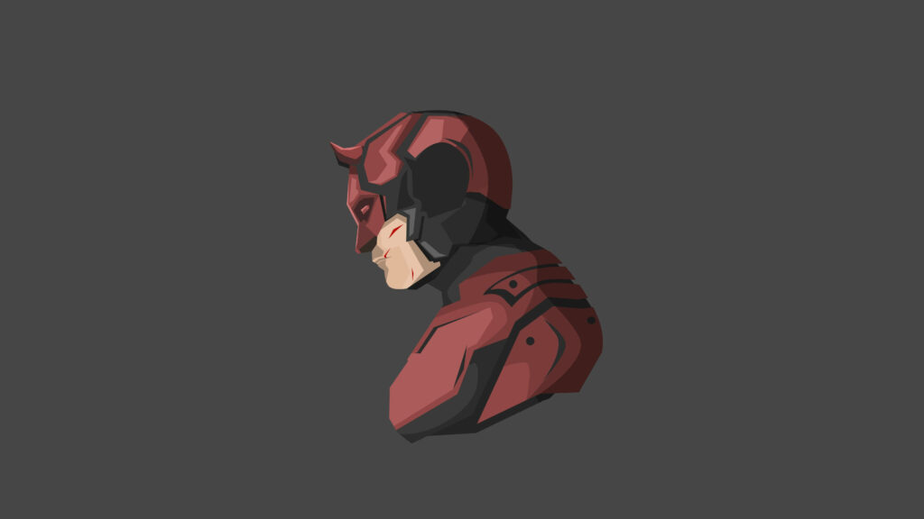 Minimalist Armored Character Wallpaper in Red and Black