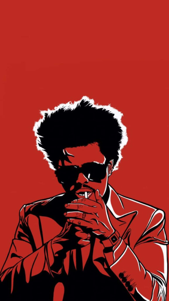 Stylized 'After Hours' Wallpaper: The Weeknd in Bold Red & Black