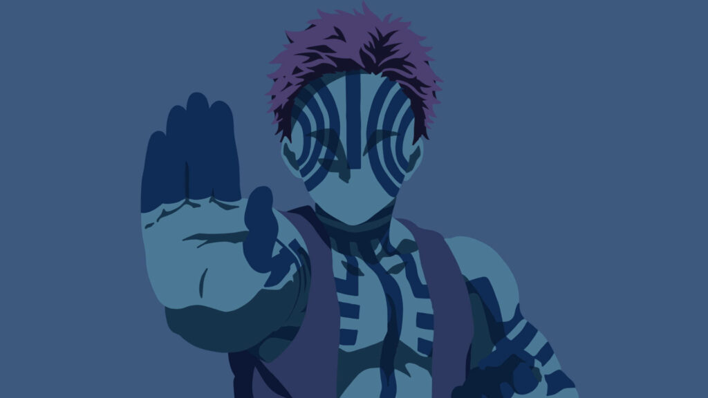 Stylized Akaza Wallpaper: Bold Vector Art Background from Demon Slayer