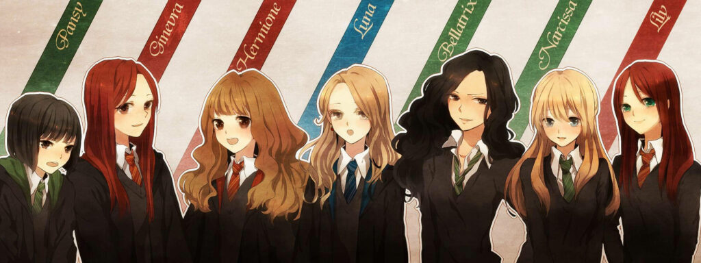 Anime-Inspired *Harry Potter* Female Characters Wallpaper Background