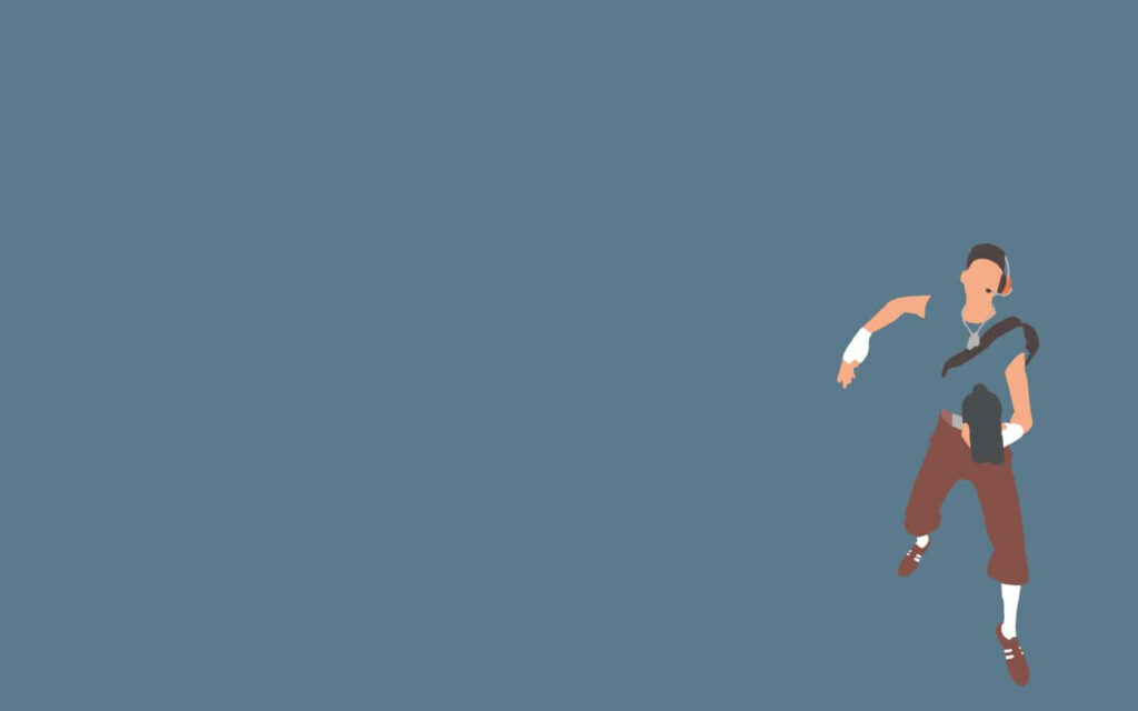 Minimalist Sports Art: Dynamic Baseball Player on Solid Blue Background Wallpaper
