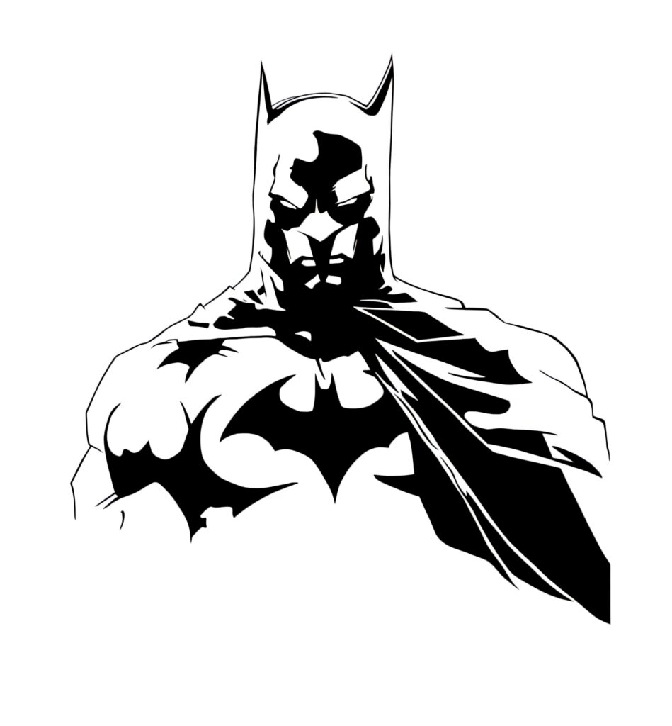 Stylized Black and White Batman Wallpaper with Iconic Silhouette