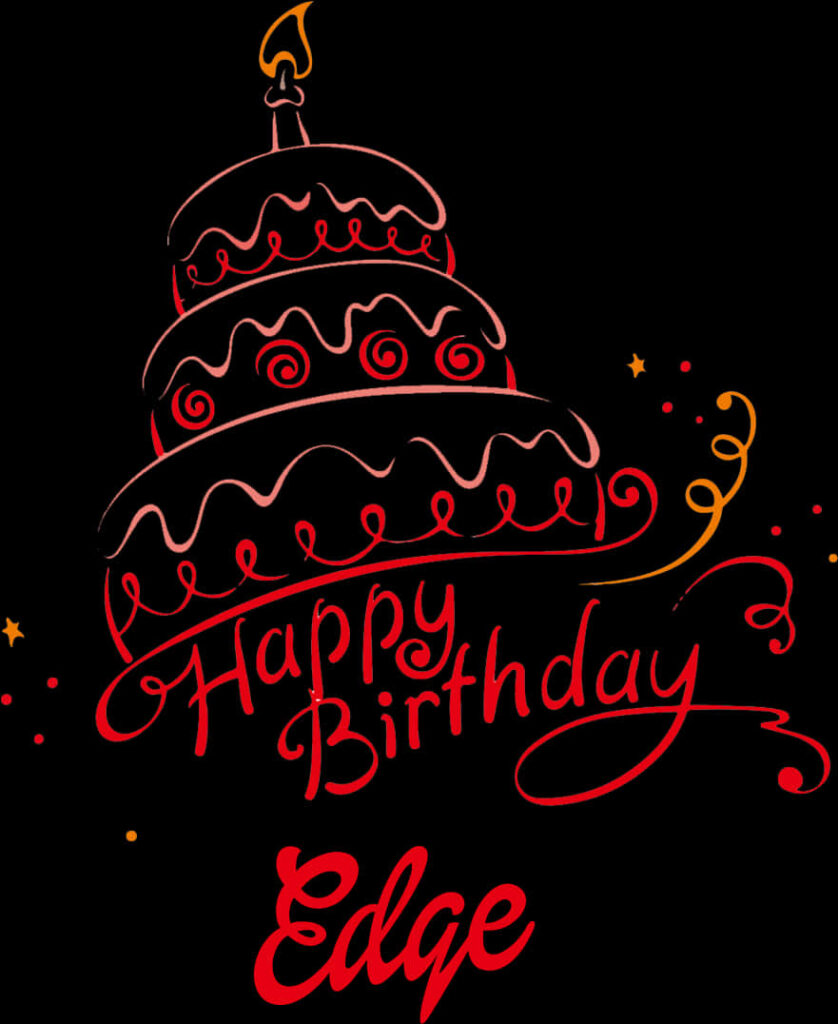 Stylized Birthday Cake Wallpaper with Artistic Swirls & Stars