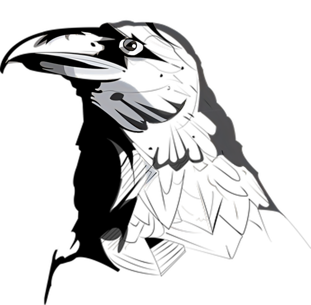 Stylized Black Crow Wallpaper - Elegant PNG Design for Minimalist Background