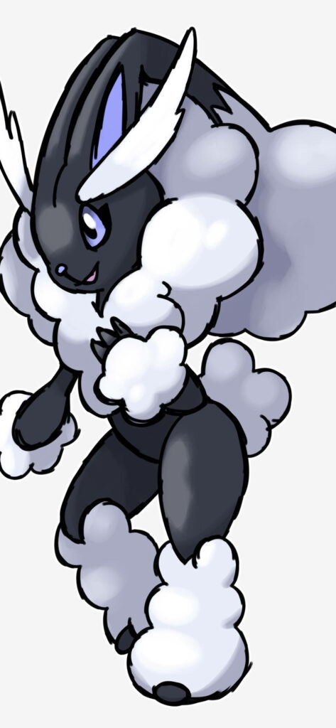 Stylized Black & White Pokémon Wallpaper with Fluffy Fur Design