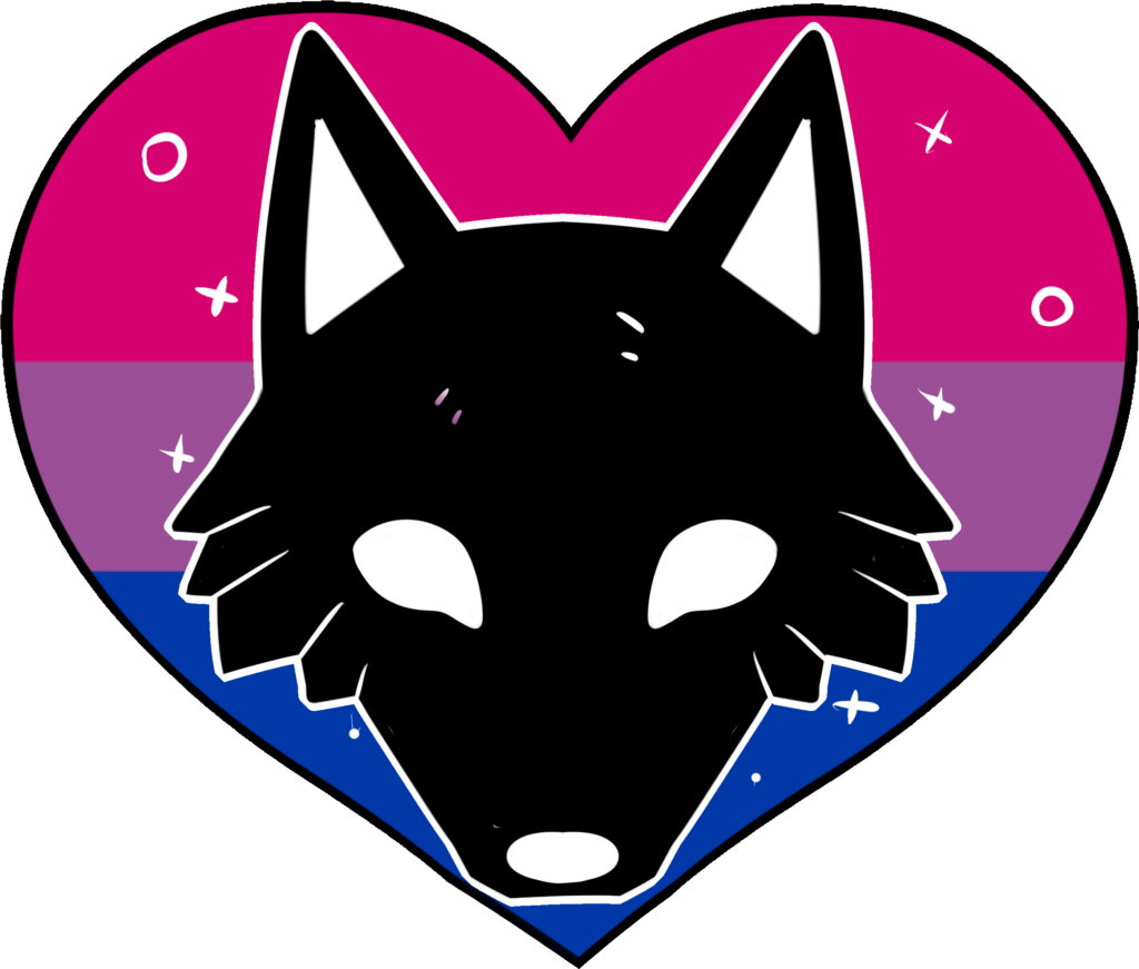 Bi Pride Heart Wallpaper: Black Wolf Silhouette Design