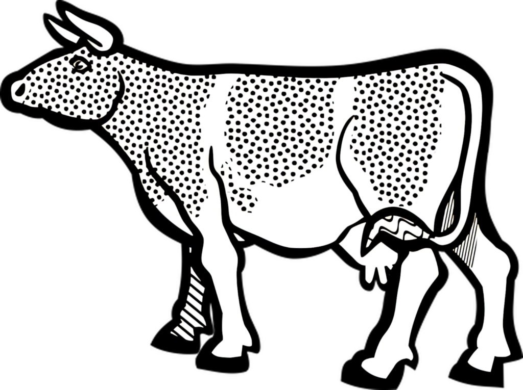 Stylized Black and White Cow Wallpaper with Intricate Dot Patterns