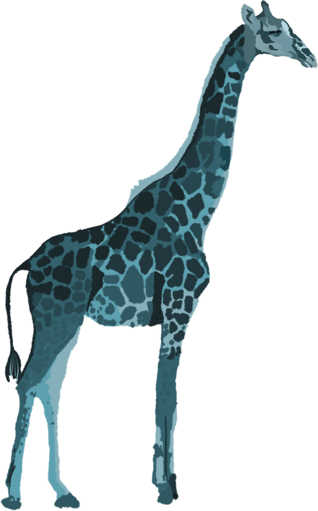 Stylized Blue Giraffe Artwork - Elegant Minimalist Wallpaper Design