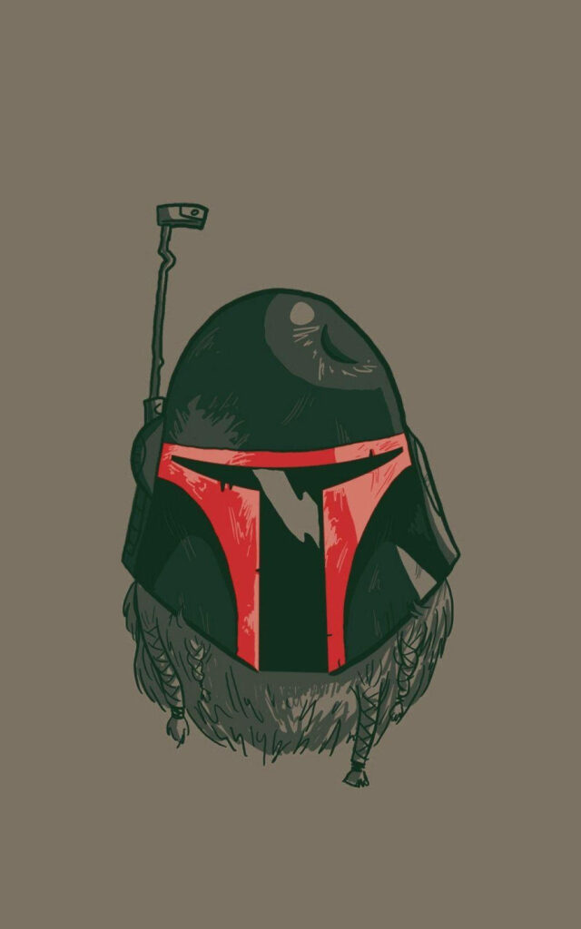 Unique Boba Fett Helmet Fanart with Beard on Muted Background Wallpaper