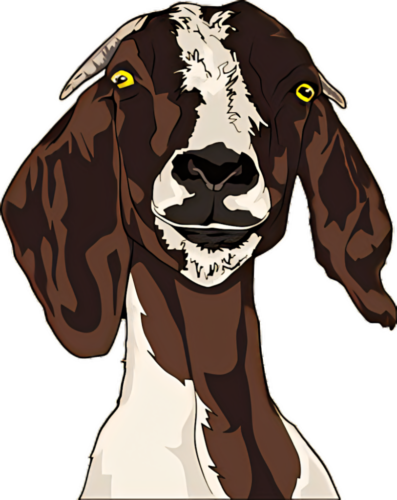 Stylized Brown & White Goat Portrait PNG Wallpaper with Unique Markings