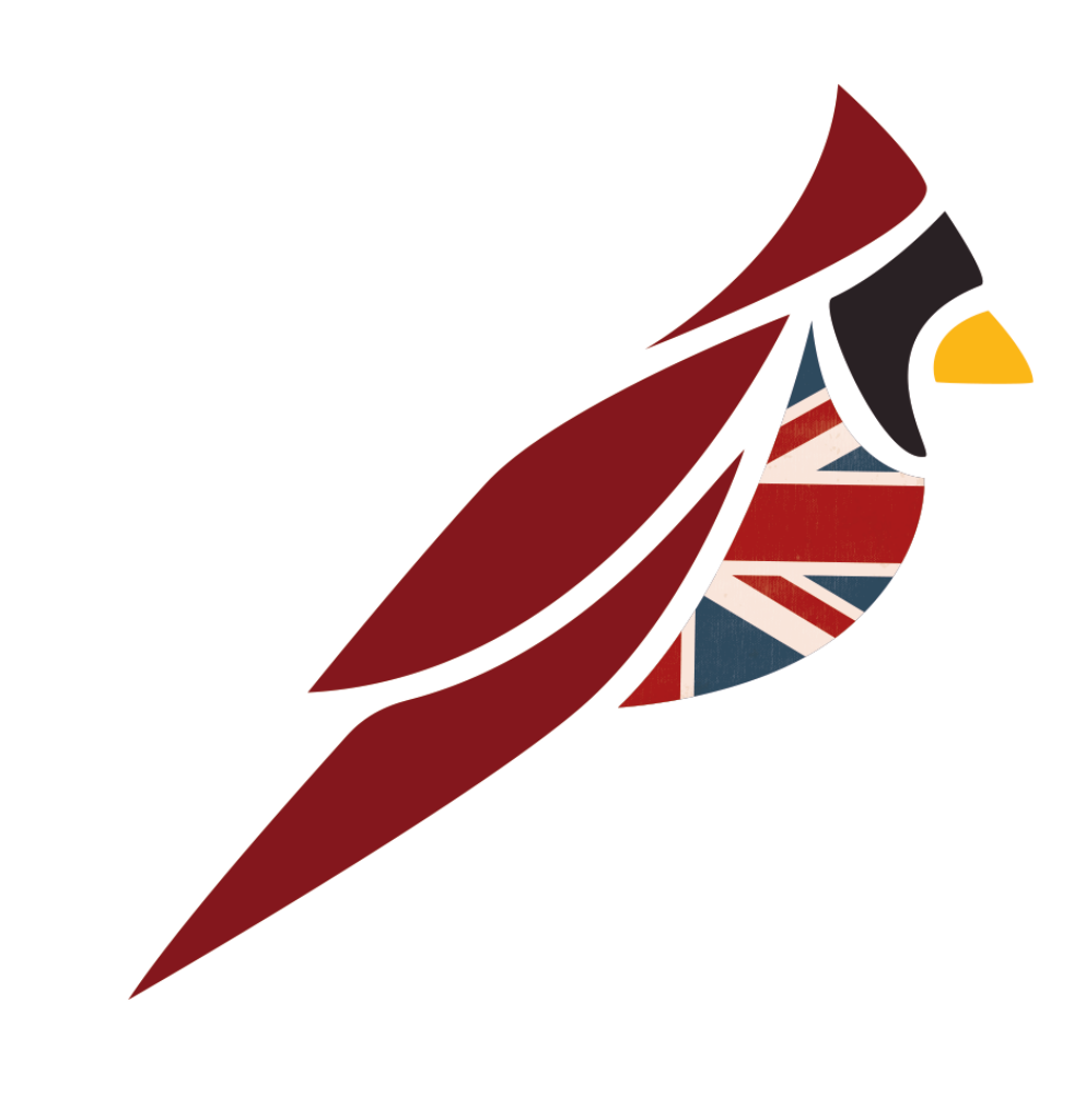 Stylized Cardinal Logo Wallpaper with British Flag Design